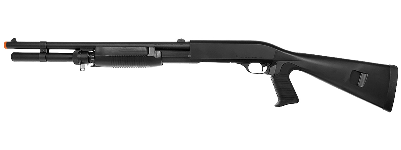 Tokyo Marui Super 90 Full Size Pump Action Airsoft Shotgun (BLACK) - Click Image to Close