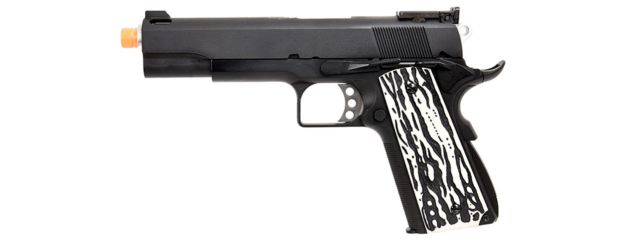 WE Tech Original 1911 Version C Full Metal GBB Airsoft Pistol w/ Imitation Ivory Grips (BLACK) - Click Image to Close