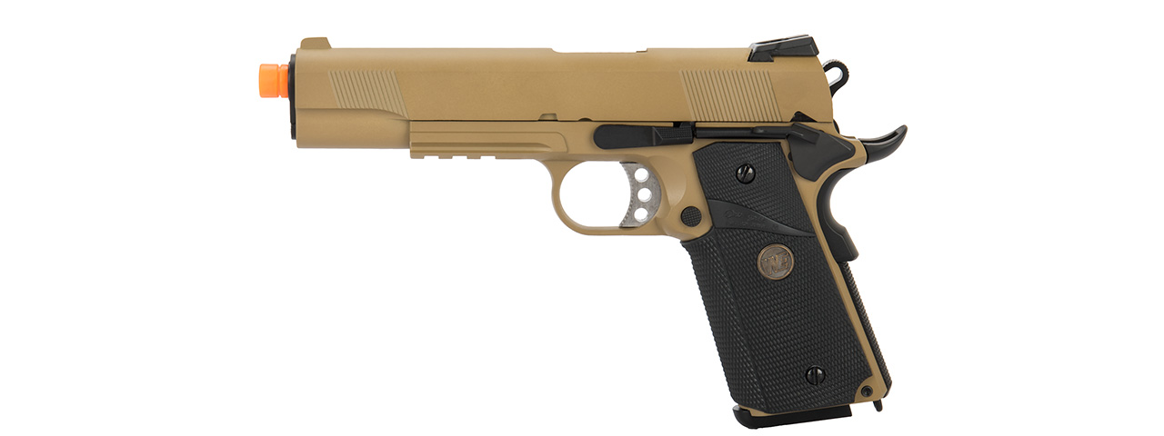 WE Tech 1911 Full Metal MEU Airsoft Gas Blowback Pistol (TAN) - Click Image to Close