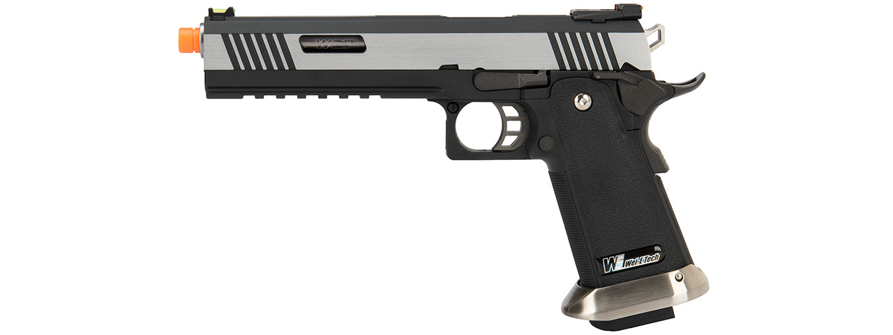 WE Tech 1911 Hi-Capa T-Rex Competition Gas Blowback Airsoft Pistol w/ Sight Mount (TWO TONE / SILVER) - Click Image to Close