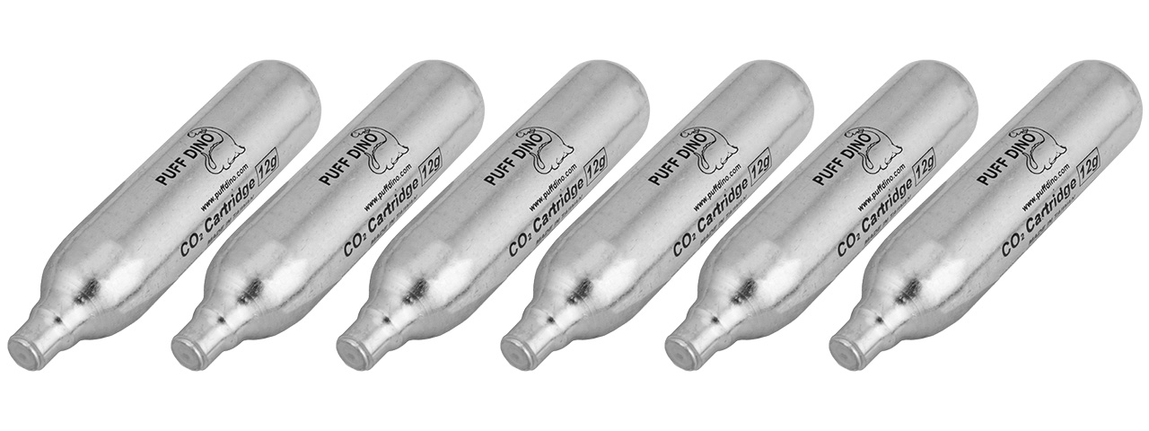 Puff Dino Airsoft 12g CO2 Cartridge [6 PACK] - Click Image to Close