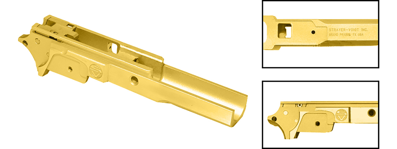 Airsoft Masterpiece S-Style 3.9 Aluminum Advance Frame (Gold) - Click Image to Close