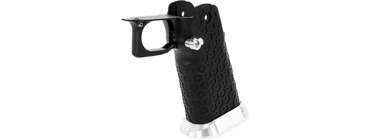 Airsoft Masterpiece Aluminum Grip for Hi-Capa Type 19 Infinity Hex (Black / Silver) - Click Image to Close