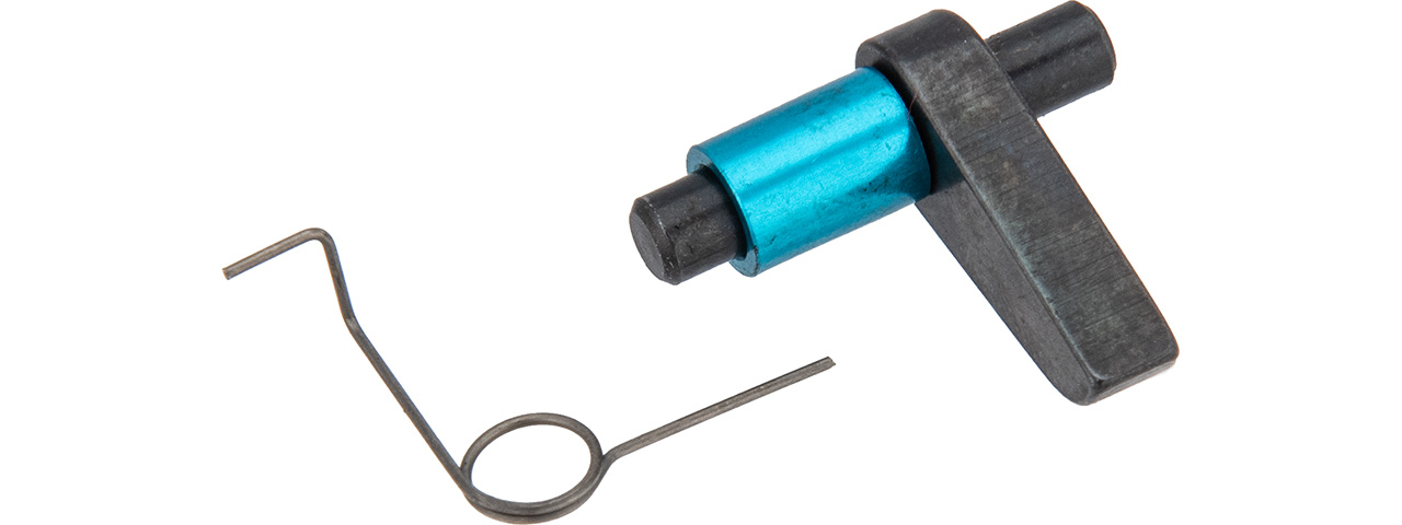 ASG Ultimate Upgrade Airsoft AEG Anti-Reversal Latch w/ Spring for Ver.2/3 (Blue) - Click Image to Close