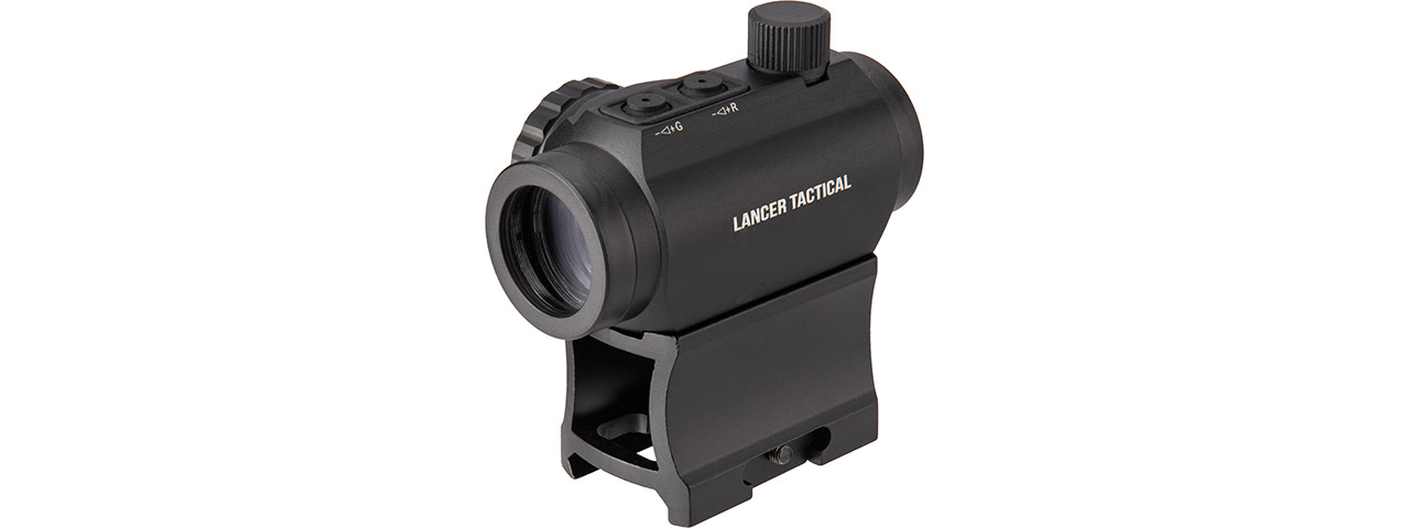 Lancer Tactical 1x22mm Red Dot Reflex Sight with Lower 1/3 Co-witness Mount w/ 2 Mounts (Color: Black) - Click Image to Close