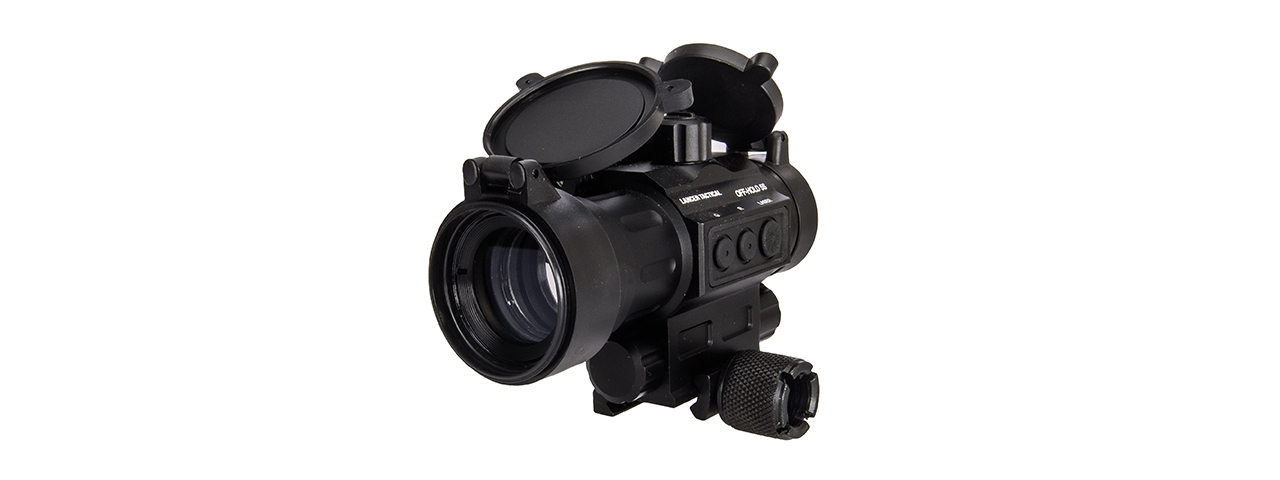 Lancer Tactical HD30L 1x30mm Green & Red Dot Sight with Red Laser Sight 2 MOA Red Dot Scope with Flip Up Lens Caps (Black) - Click Image to Close