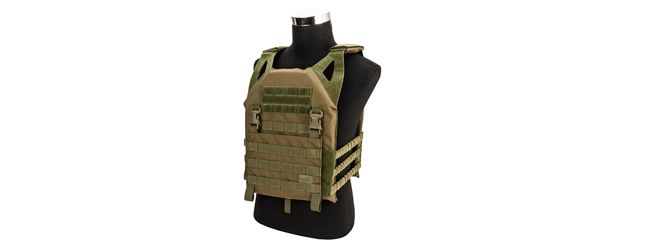 Lancer Tactical Lightweight Plate Carrier w/ Foam Dummy Plates (OD Green) - Click Image to Close