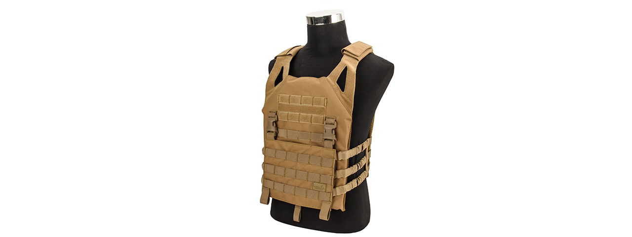 Lancer Tactical Lightweight Plate Carrier w/ Foam Dummy Plates (Khaki) - Click Image to Close