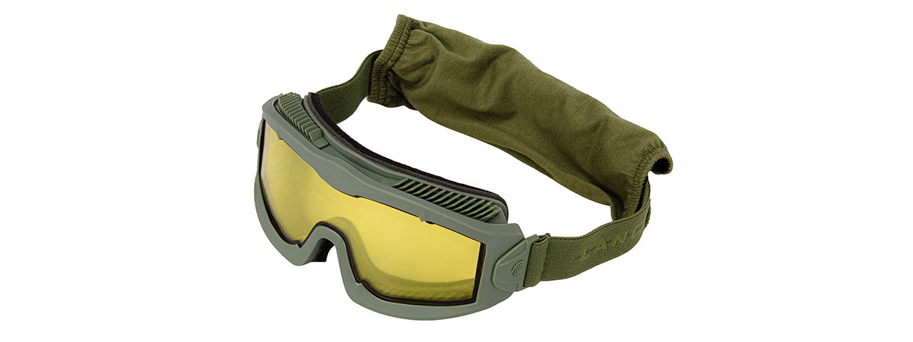 LANCER TACTICAL AERO PROTECTIVE OD GREEN AIRSOFT GOGGLES (YELLOW LENS) - Click Image to Close