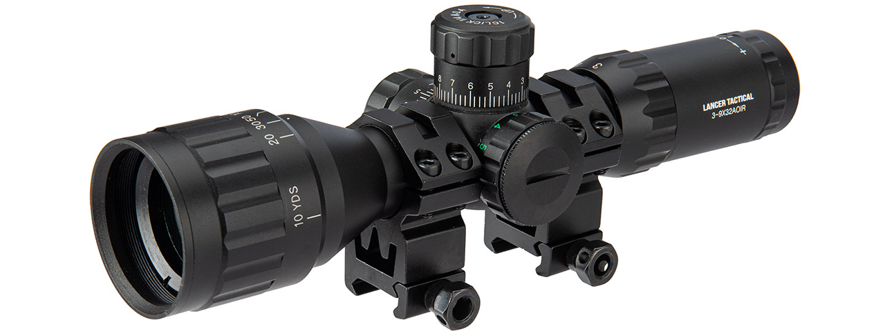 Lancer Tactical 3-9X32 AOIR Scope (Black) - Click Image to Close