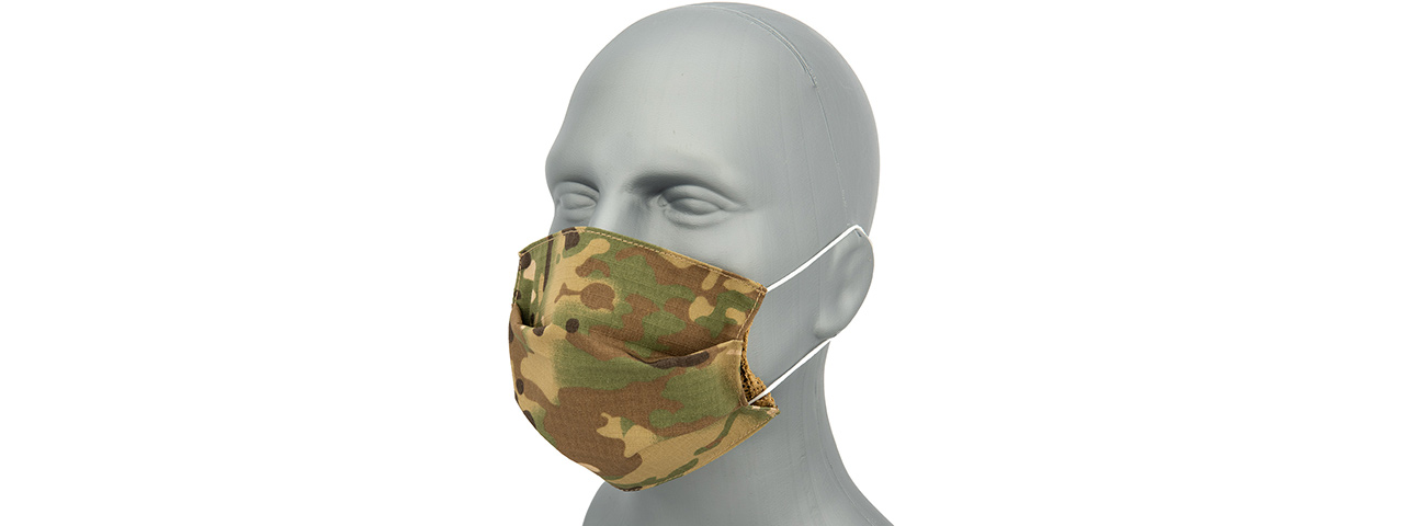 Tactical Pleated Face Mask Cover, Camo - Click Image to Close