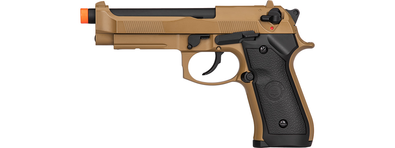 Double Bell M92 Gas Blowback Airsoft Pistol (TAN) - Click Image to Close