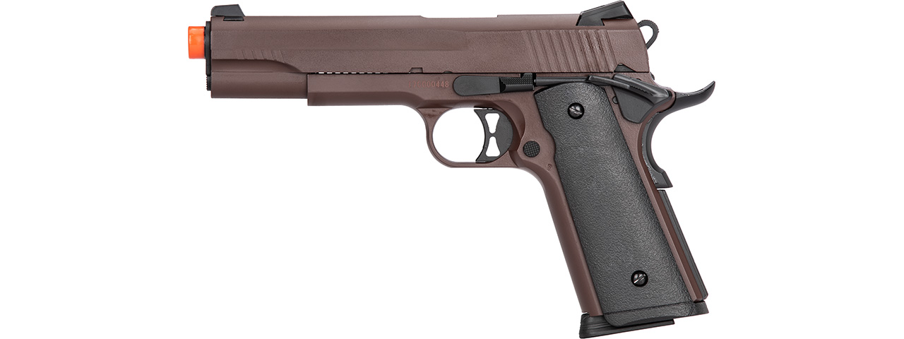 Double Bell M1911 Gas Blowback Airsoft Pistol [Polymer] (CRIMSON BROWN) - Click Image to Close