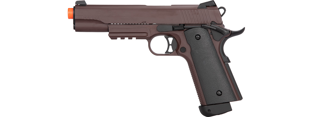 Double Bell M1911 CO2 Blowback Airsoft Pistol [Metal] (CRIMSON BROWN) - Click Image to Close