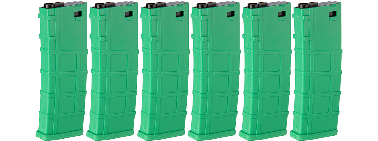 LONEX 200RD MID-CAP MAGAZINE FOR M4 AEG, 6 PACK (GREEN) - Click Image to Close