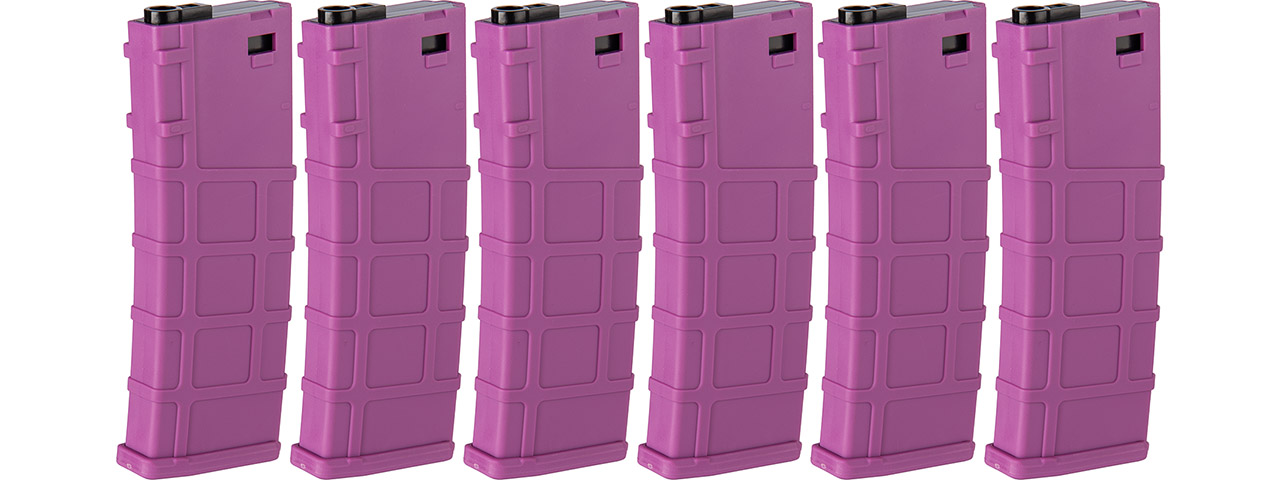 LONEX 200RD MID-CAP MAGAZINE FOR M4 AEG, 6 PACK (PURPLE) - Click Image to Close