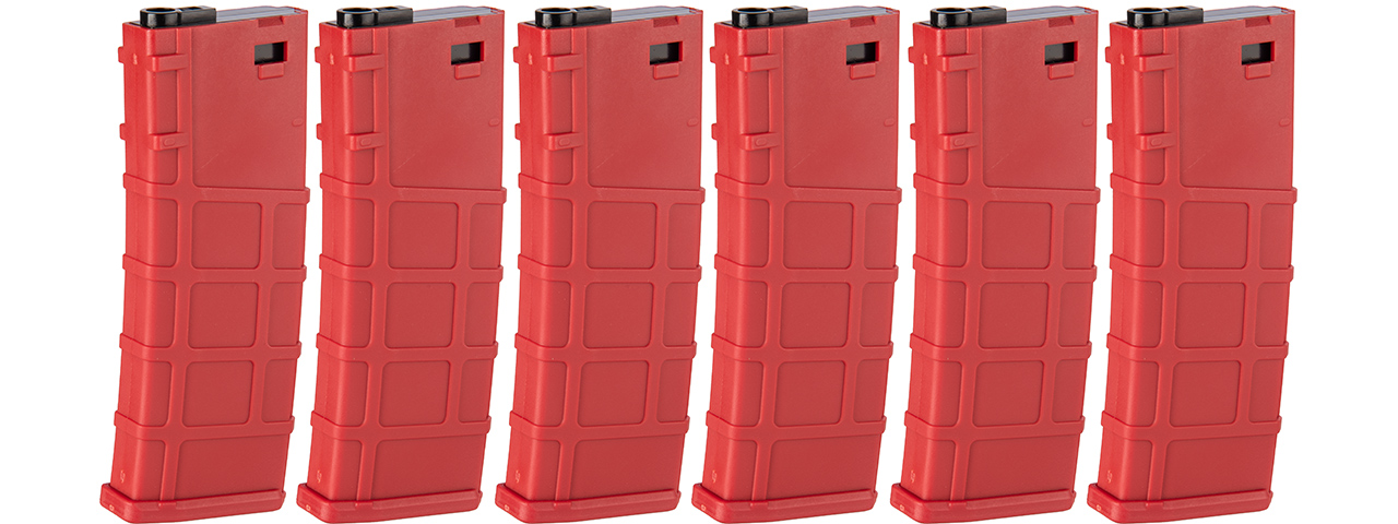 LONEX 200RD MID-CAP MAGAZINE FOR M4 AEG, 6 PACK (RED) - Click Image to Close