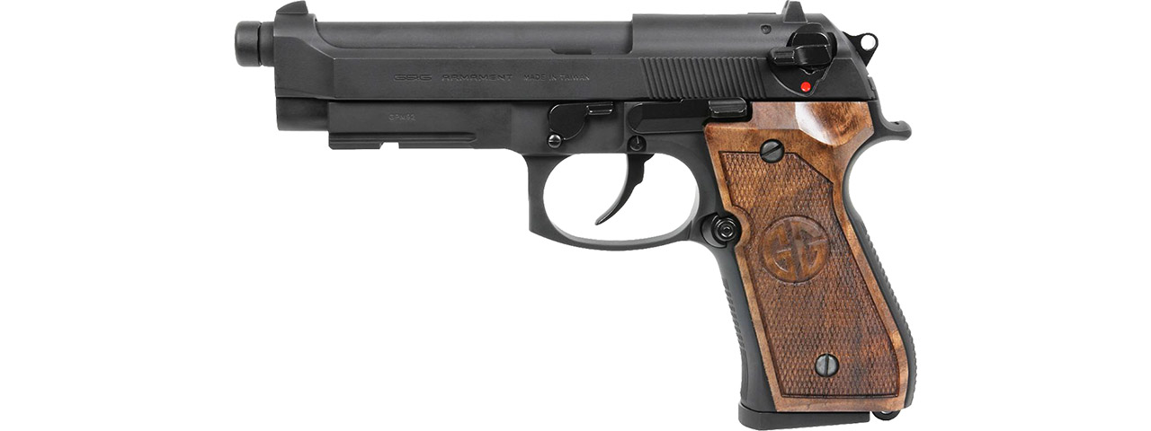 G&G GPM92 GP2 GBB Pistol w/ Walnut Wood Grip, Black - Click Image to Close