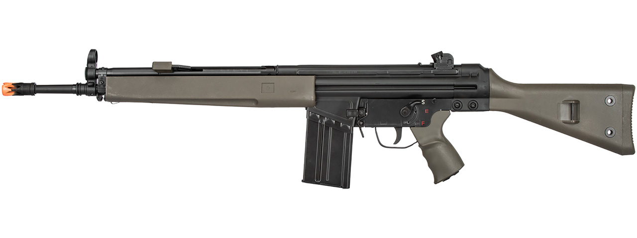 LCT LC-3A3 Full Size AEG Airsoft Rifle with Wide Handguard (Color: Black & OD Green) - Click Image to Close