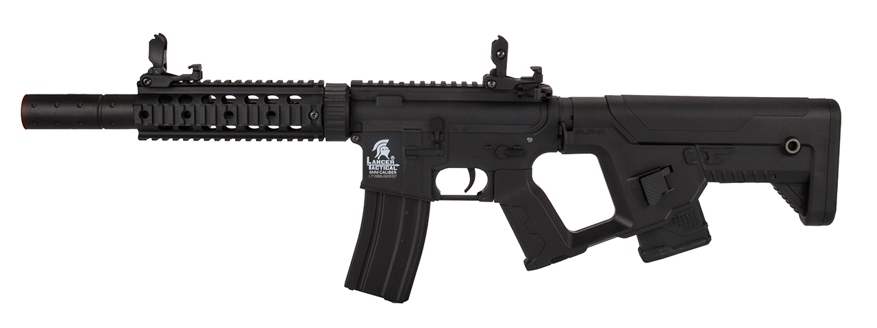 Lancer Tactical LT-15BBL-G2 Gen 2 AEG Rifle with Alpha Stock and Mock Suppressor (Black) - Click Image to Close