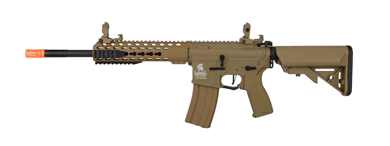 Lancer Tactical LT-19T-G2-E 10" Hybrid M4 Carbine w/ Keymod Rail (Tan) - Click Image to Close