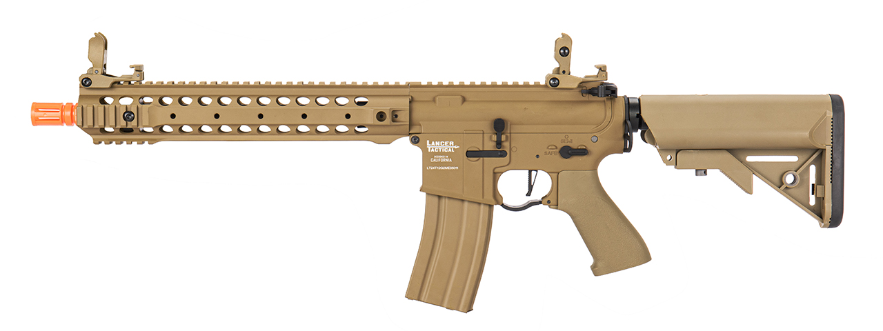 Lancer Tactical Proline LT-24 M4 12" Rail AEG Rifle, Tan - Click Image to Close