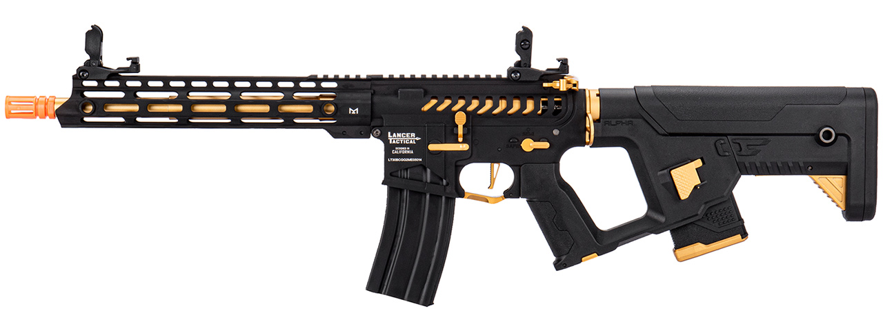 Lancer Tactical Enforcer BLACKBIRD Skeleton AEG w/ Alpha Stock, Gold - Click Image to Close