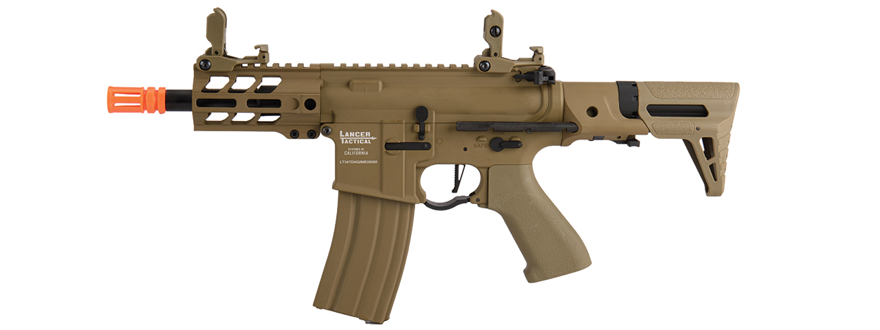 Lancer Tactical 4" Enforcer Gen 2 PDW AEG (Tan) - Click Image to Close