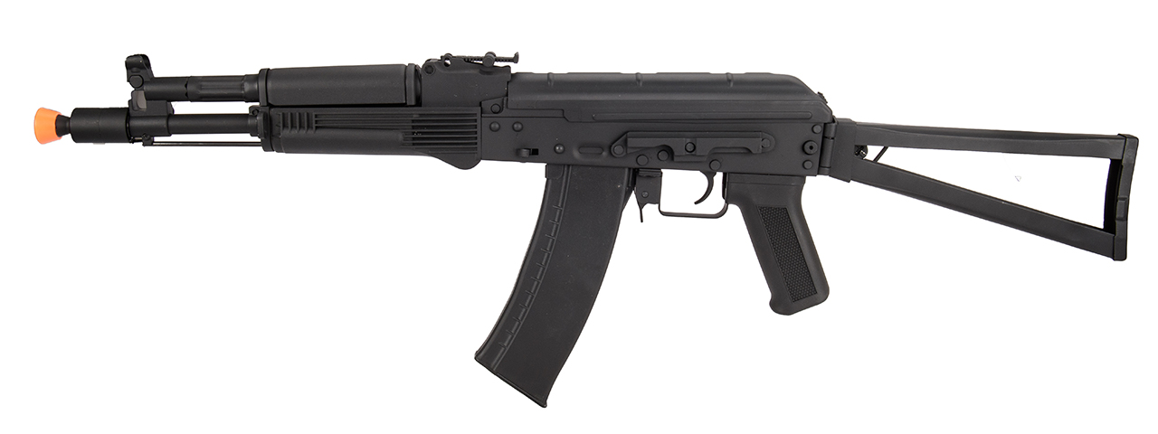 Lancer Tactical AK-Series AKS-105 AEG Airsoft Rifle w/ Skeleton Foldable Stock (Black) - Click Image to Close