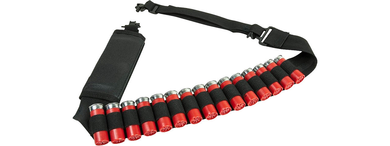 VISM Shotgun Bandolier Sling w/Sling Swivels, Black - Click Image to Close