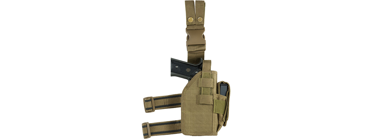 VISM by NcSTAR DROP LEG UNIVERSAL HOLSTER, TAN - Click Image to Close