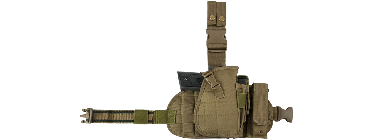 VISM by NcSTAR DROP LEG HOLSTER, PANEL, MAG POUCH (TAN) - Click Image to Close