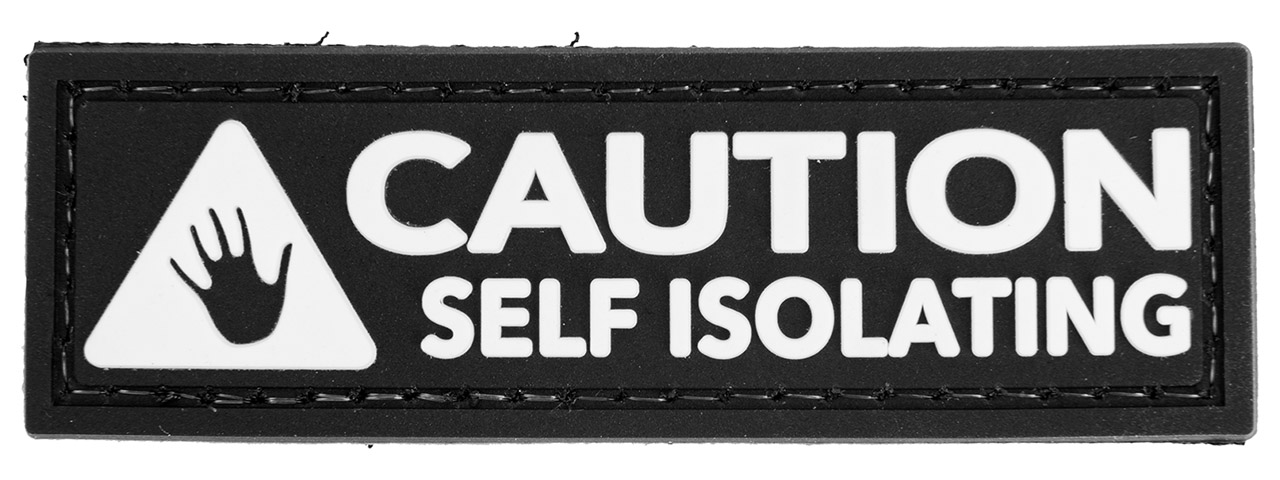 "CAUTION Self Isolating" Morale Patch (Black) - Click Image to Close