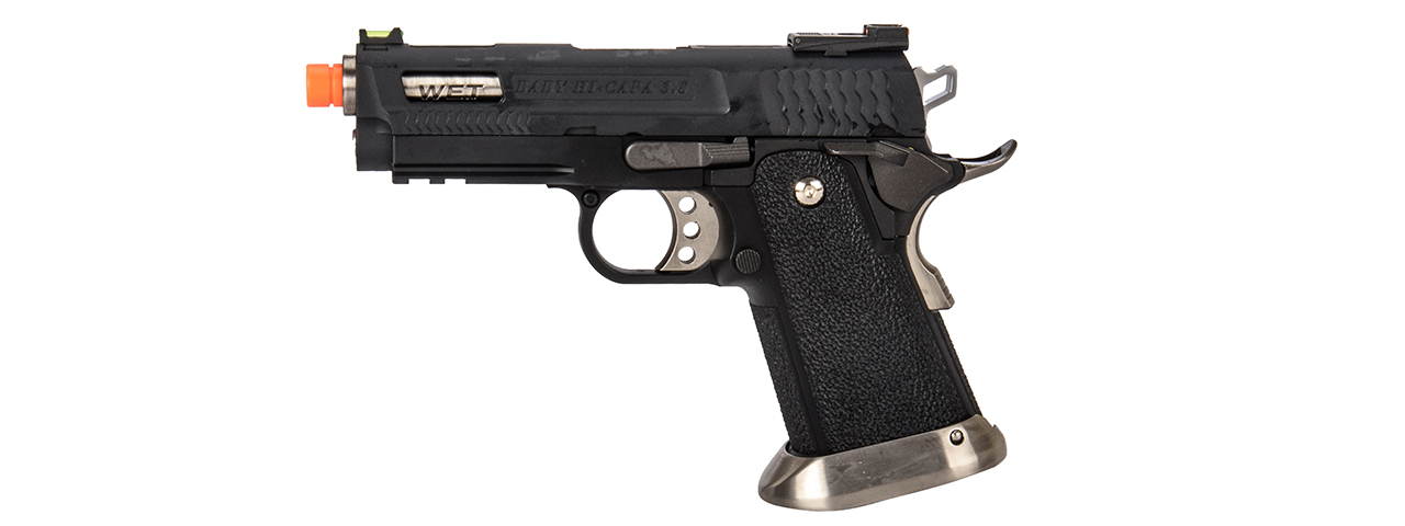 WE-Tech Hi-Capa 3.8 Brontosaurus Full Auto Gas Blowback Pistol (Black) - Click Image to Close