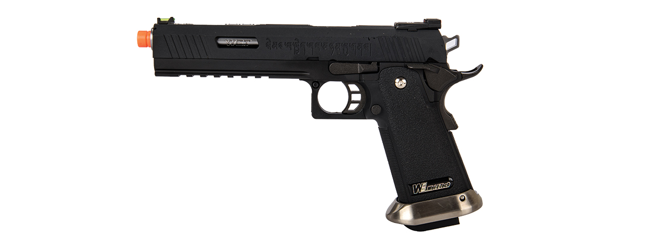 WE-Tech Hi-Capa 6" IREX Full Auto Competition GBB Airsoft Pistol (Black with Markings) - Click Image to Close