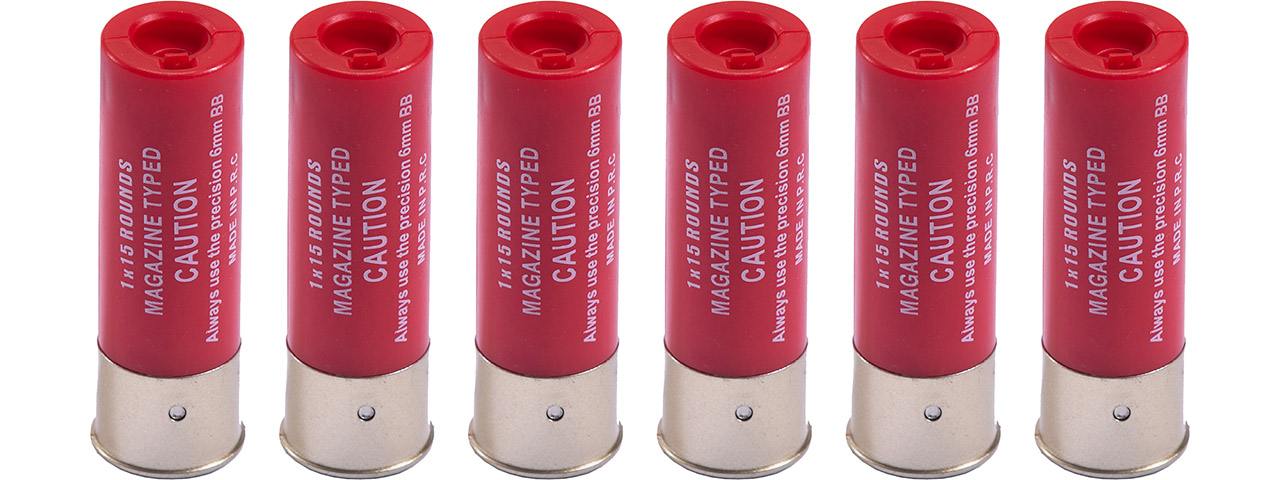 G-Force 15 Round Shotgun Shells for Multi & Single-Shot Airsoft Shotguns (Color: Red / Pack of 6) - Click Image to Close