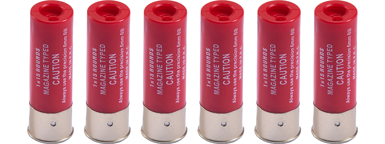 G-Force 15 Round Shotgun Shells for Multi & Single-Shot Airsoft Shotguns (Color: Red / Pack of 6) - Click Image to Close