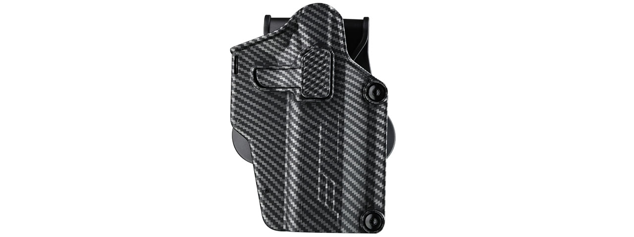 Amomax Multi-Fit Right Handed Tactical Holster (Color: Carbon Fiber/ Black) - Click Image to Close