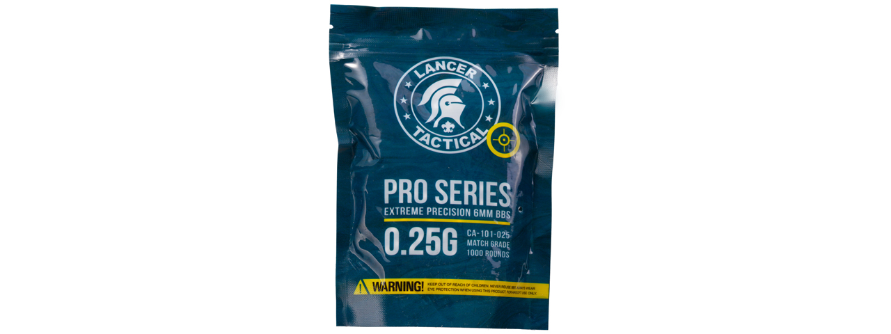 Lancer Tactical 1000 Round Pro Series 0.25g 6mm Airsoft BBs (White) - Click Image to Close