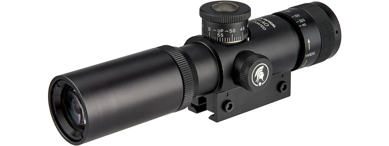Lancer Tactical 4x21 AO Rifle Scope with Lens Caps (Color: Black) - Click Image to Close