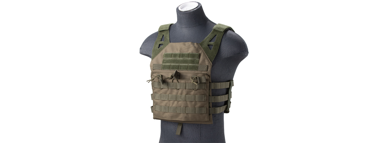 Lancer Tactical Lightweight Molle Tactical Vest with Retention Cords (Color: OD Green) - Click Image to Close