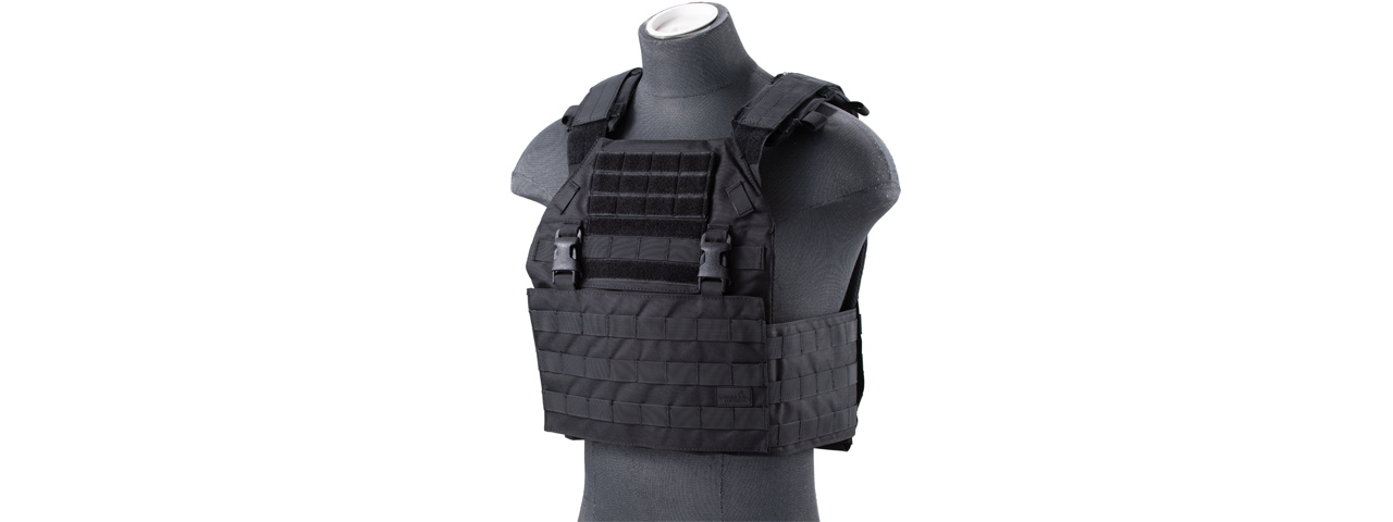 Lancer Tactical Vest with Molle Webbing and Detachable Buckles (Color: Black) - Click Image to Close