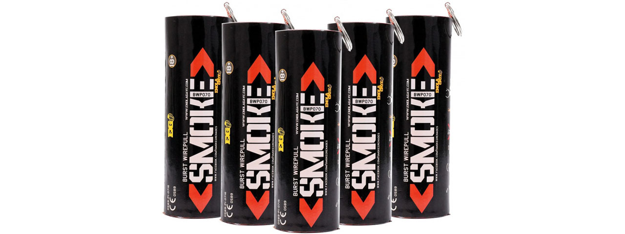 Enola Gaye Airsoft Burst Tactical Smoke Grenade Pack of 5 (Color: Red) - Click Image to Close
