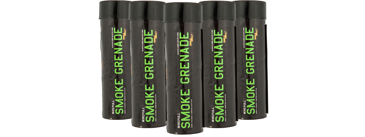 Enola Gaye Pack of 5 WP40 High Output Airsoft Wire Pull Smoke Grenade (Color: Green) - Click Image to Close