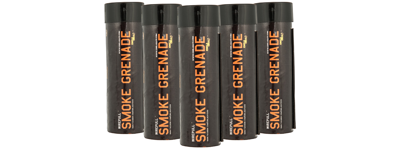 Enola Gaye Pack of 5 WP40 High Output Airsoft Wire Pull Smoke Grenade (Color: Orange) - Click Image to Close