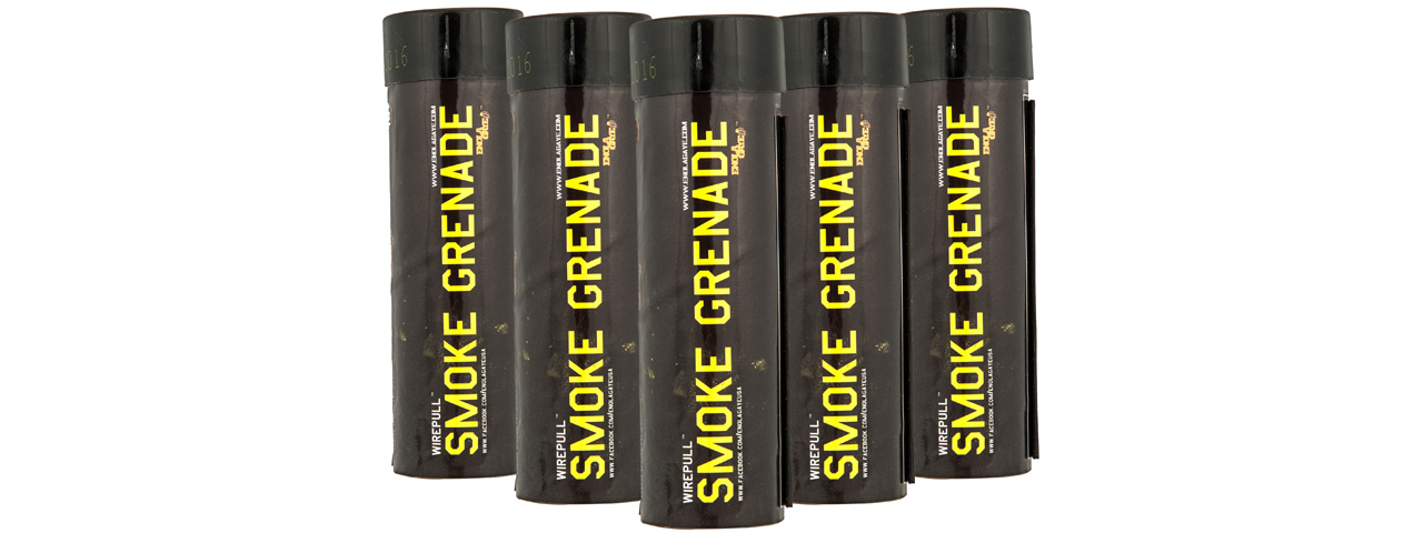 Enola Gaye Pack of 5 WP40 High Output Airsoft Wire Pull Smoke Grenade (Color: Yellow) - Click Image to Close