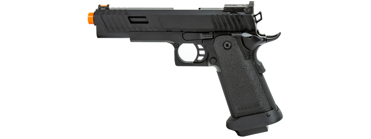 Golden Eagle 3345 OTS .45 Hi-Capa Gas Blowback Pistol w/ Serrated Slide (Color: Black) - Click Image to Close