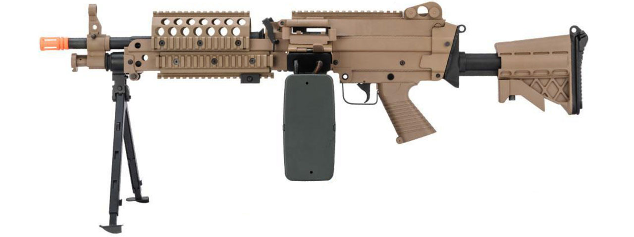 Atlas Custom Works MK46 M249 Saw Light Machine Gun w/ Polymer Receiver (Color: Tan) - Click Image to Close