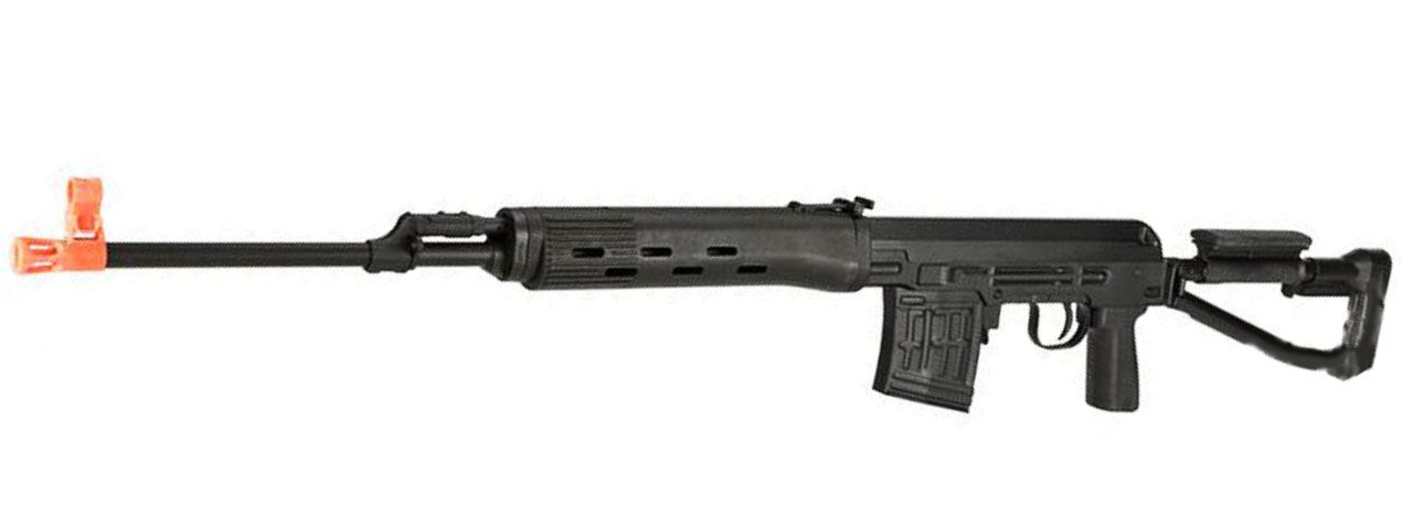 Atlas Custom Works SVD Dragunov Electric Airsoft Sniper Rifle w/ Folding Tube Stock (Color: Black) - Click Image to Close