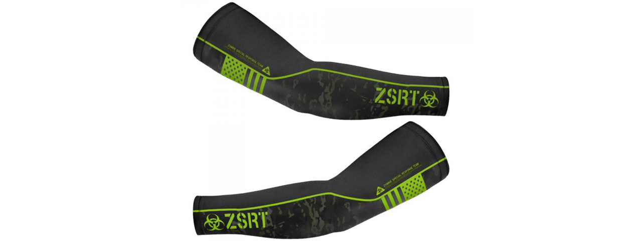 Laylax Zombie Special Response Team (ZSRT) Extra Large Cool Arm Cover (Color: Black / Zombie Green) - Click Image to Close